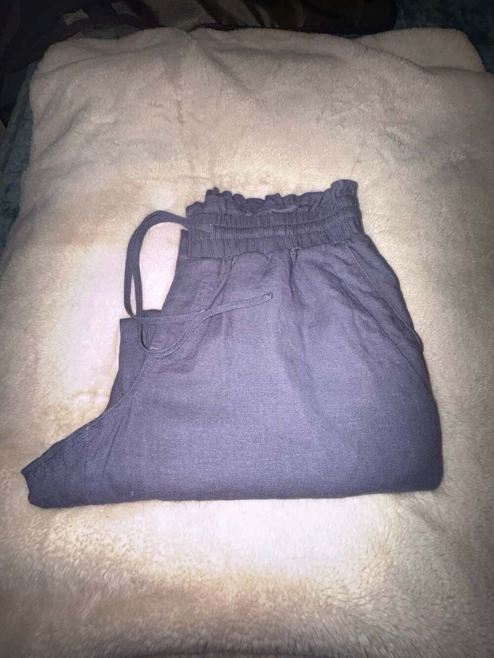 A New Day Purple Paperbag Waist Linen Blend Pants Size S